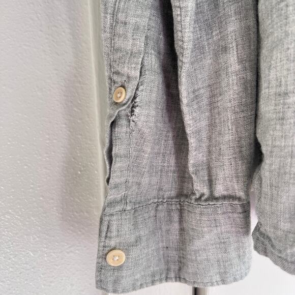 Outerknown Decade Popover Heather Gray Henley Button Down Organic Cotton Shirt M - Picture 7 of 9